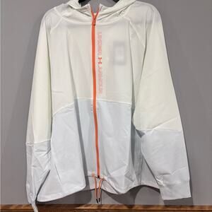 Under Armour Light Gray and White Jacket with Orange Trim